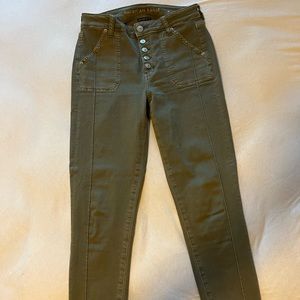 Army green high rise American Eagle skinny jeans